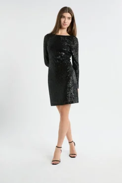 Best ETAM Vestido de manga larga con lentejuelas NEGRO