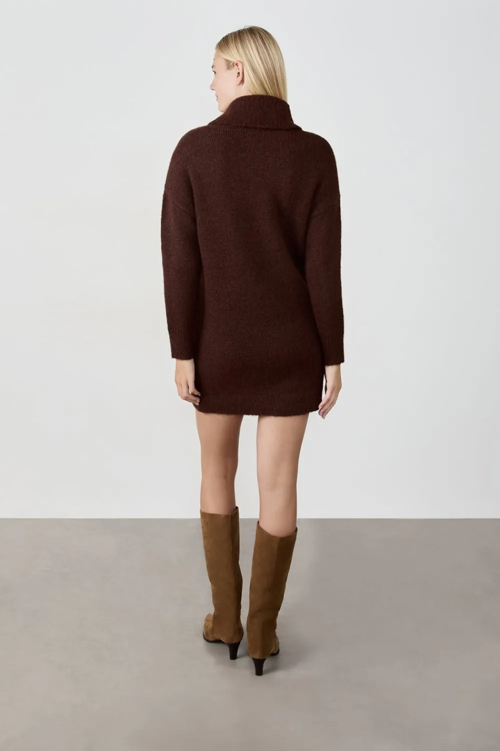 Hot ETAM Vestido jersey de cuello alto CHOCOLATE