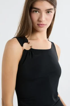 Discount ETAM Vestido largo ajustado NEGRO