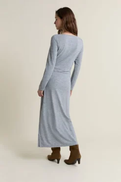 Outlet ETAM Vestido largo con cuello barco GRIS