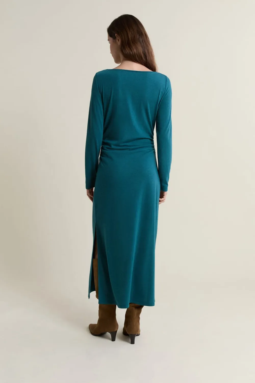 Online ETAM Vestido largo con cuello barco VERDE PATO
