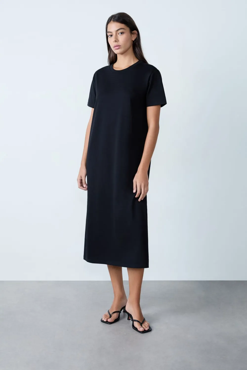 Discount ETAM Vestido largo de algodón NEGRO