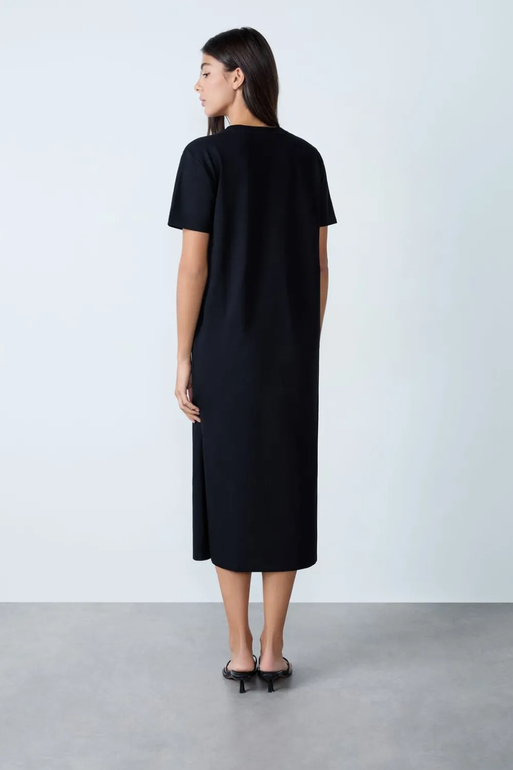 Discount ETAM Vestido largo de algodón NEGRO