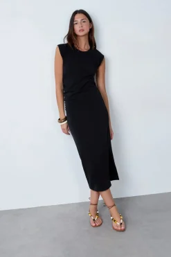 Clearance ETAM Vestido largo de algodón NEGRO