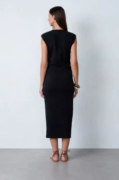 Clearance ETAM Vestido largo de algodón NEGRO