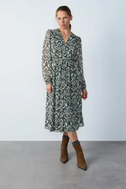 Sale ETAM Vestido largo estampado fluido CRUDO