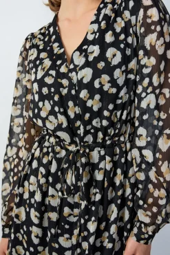 Online ETAM Vestido largo estampado fluido NEGRO
