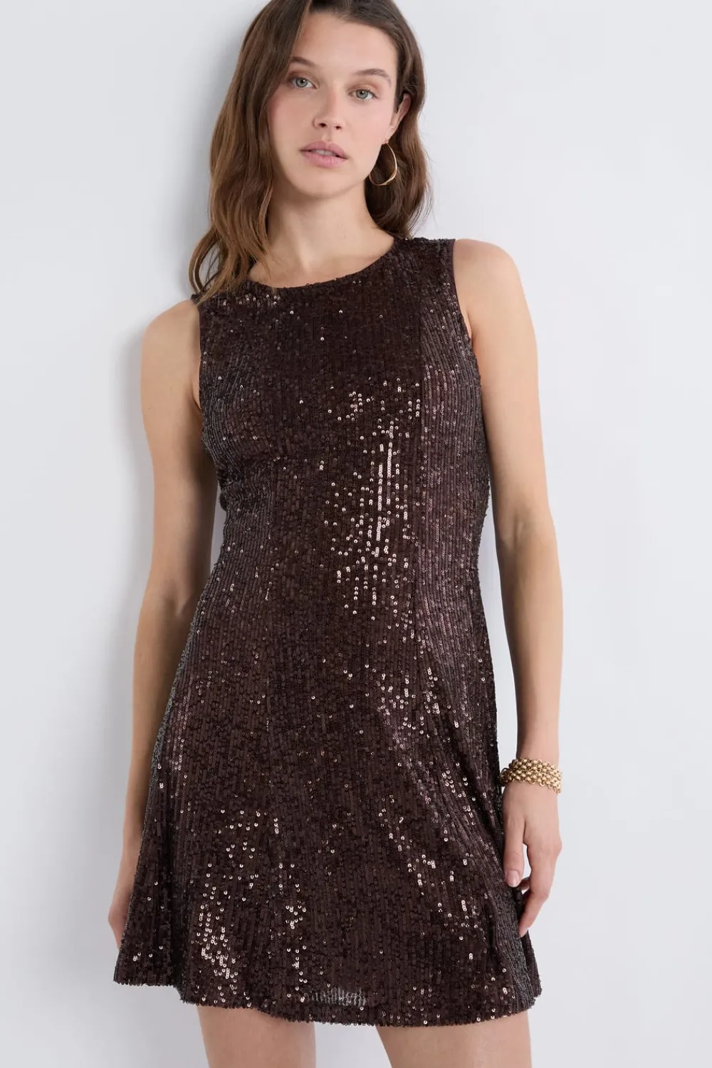 Best ETAM Vestido sin mangas con lentejuelas MARRÓN