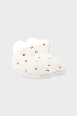 ETAM Zapatillas botines de tejido ultrasuave con motivos de corazones CRUDO