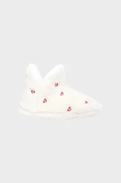 ETAM Zapatillas botines de tejido ultrasuave con motivos de corazones CRUDO