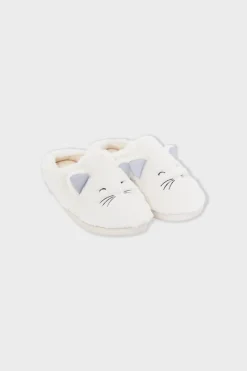 ETAM Zapatillas con motivos de gatos de tejido ultrasuave CRUDO