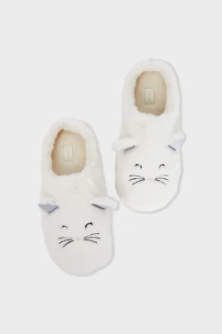 ETAM Zapatillas con motivos de gatos de tejido ultrasuave CRUDO