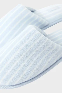 Outlet ETAM Zapatillas destalonadas a rayas con algodón AZUL CIELO
