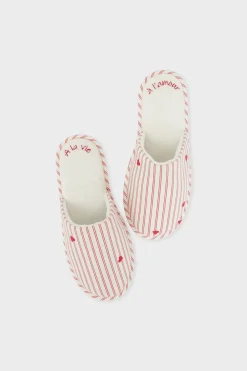 Outlet ETAM Zapatillas destalonadas con motivos de corazones y algodón IMP FD BLANCO